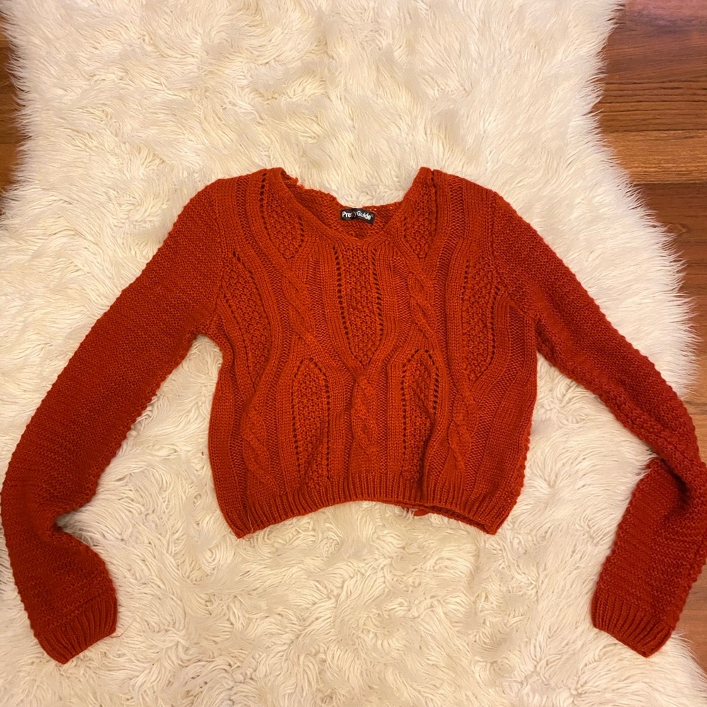 cropped red sweater